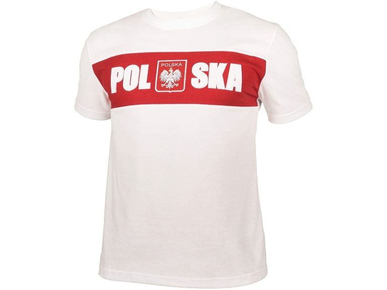 Biała koszulka kibica Polski (haft)